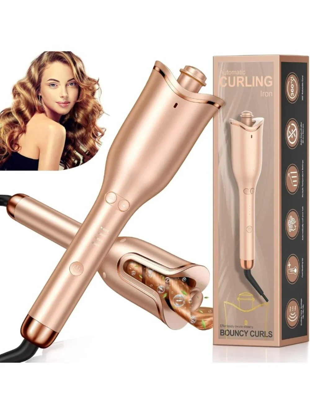 Automatic Curling Iron - Auto Hair Curler with 1